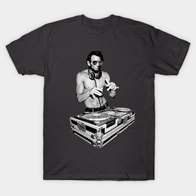 DJ Abraham Lincoln by Basement Mastermind T-Shirt by BasementMaster